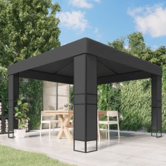 Gazebo com telhado duplo 3x3 m antracite