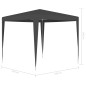 Tenda para festas 2,5x2,5 m 90 g/m² antracite