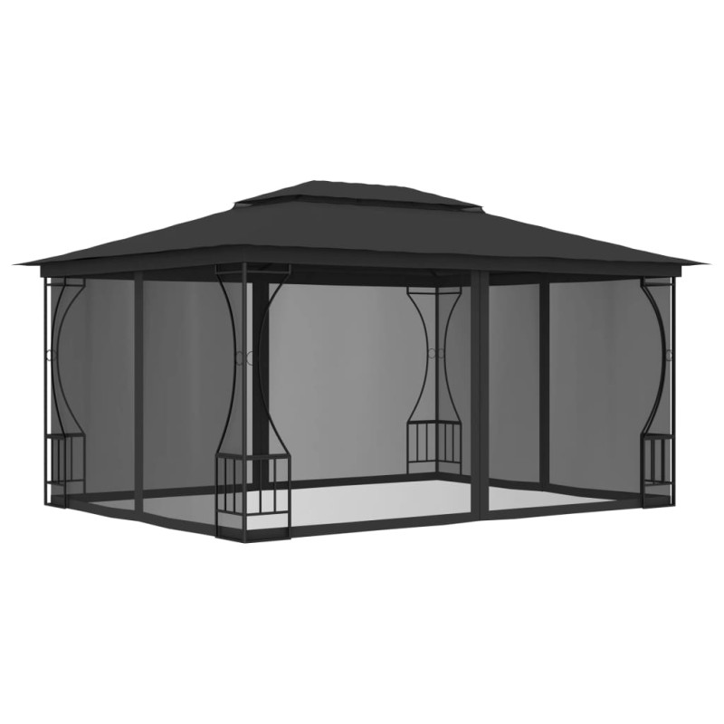 Gazebo com redes 300x400x265 cm antracite-Toldos e gazebos-Home Retail