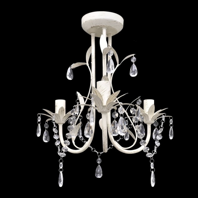 Candelabro com Cristais Pendente Elegante em branco-Candelabros-Home Retail