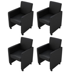 Cadeiras de jantar 4 pcs couro artificial preto