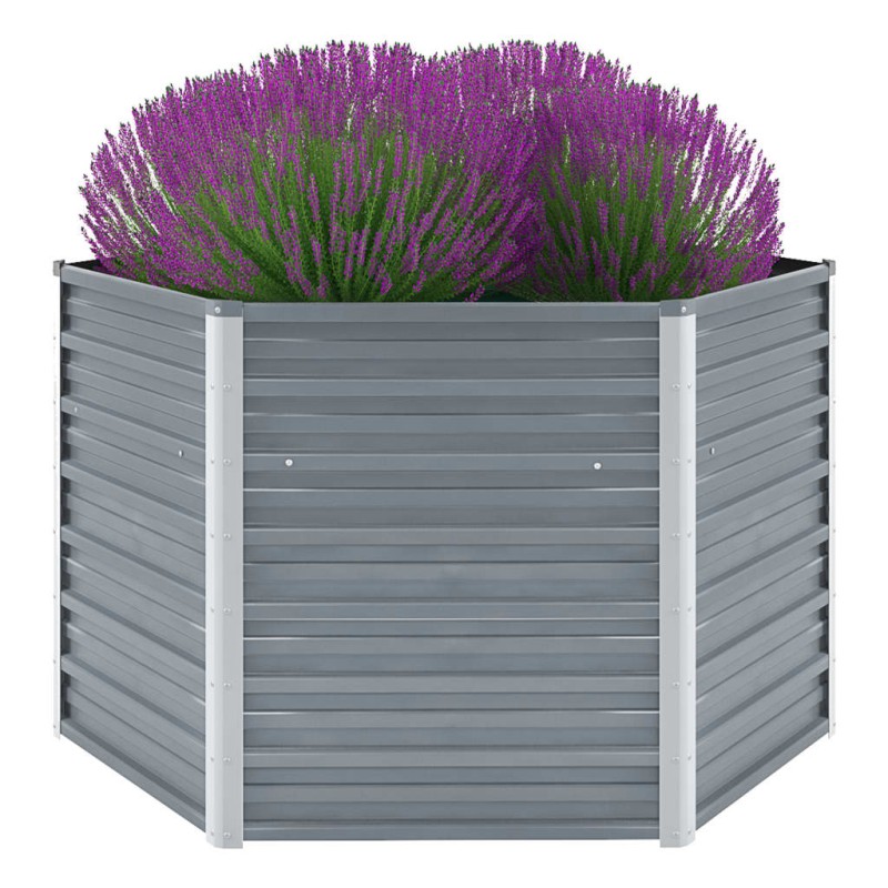 Canteiro elevado jardim aço galvanizado 129x129x77 cm cinzento-Vasos e floreiras-Home Retail