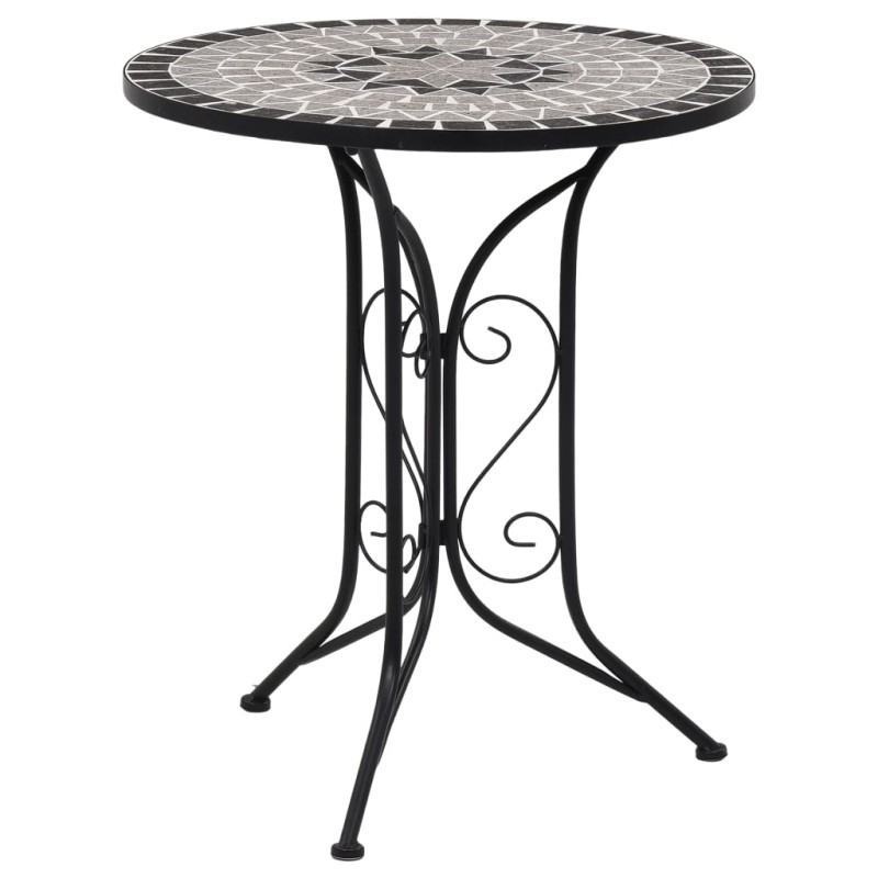 Mesa bistrô em mosaico 61 cm cerâmica cinzento-Mesas de jardim-Home Retail