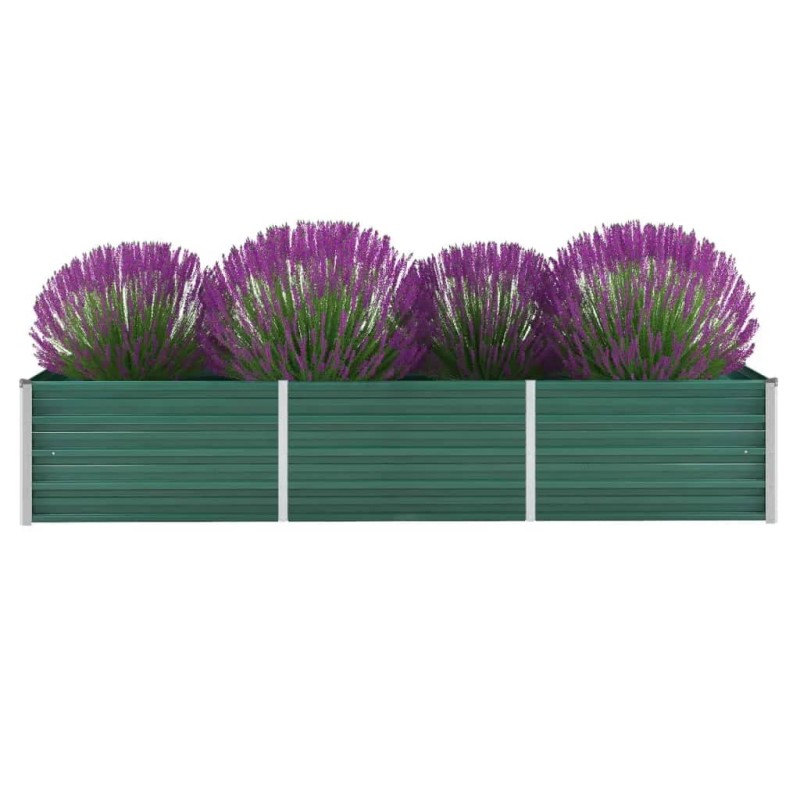 Canteiro elevado de jardim aço galvanizado 240x80x45 cm verde-Vasos e floreiras-Home Retail