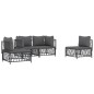 4 pcs conjunto lounge de jardim com almofadões aço antracite