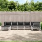 7 pcs conjunto lounge de jardim com almofadões aço branco