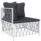 5 pcs conjunto lounge de jardim com almofadões aço branco