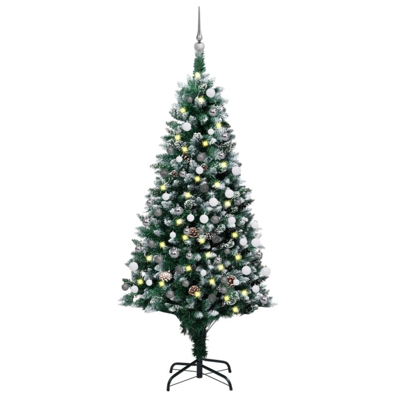 Árvore Natal artificial pré-iluminada c/ bolas e pinhas 180 cm-Árvores de Natal-Home Retail