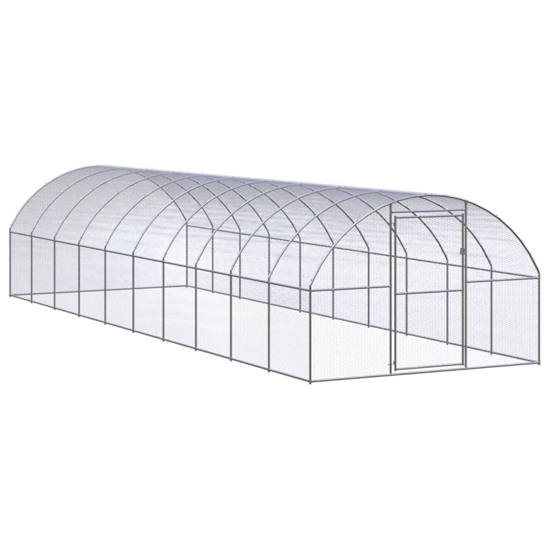 Galinheiro de exterior 3x10x2 m aço galvanizado-Casotas e gaiolas para animais pequenos-Home Retail