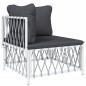 3 pcs conjunto lounge de jardim com almofadões aço branco