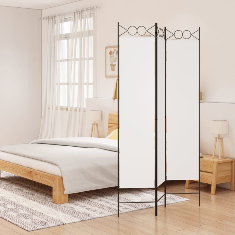 Biombo com 3 painéis 120x200 cm tecido branco-Biombos-Home Retail