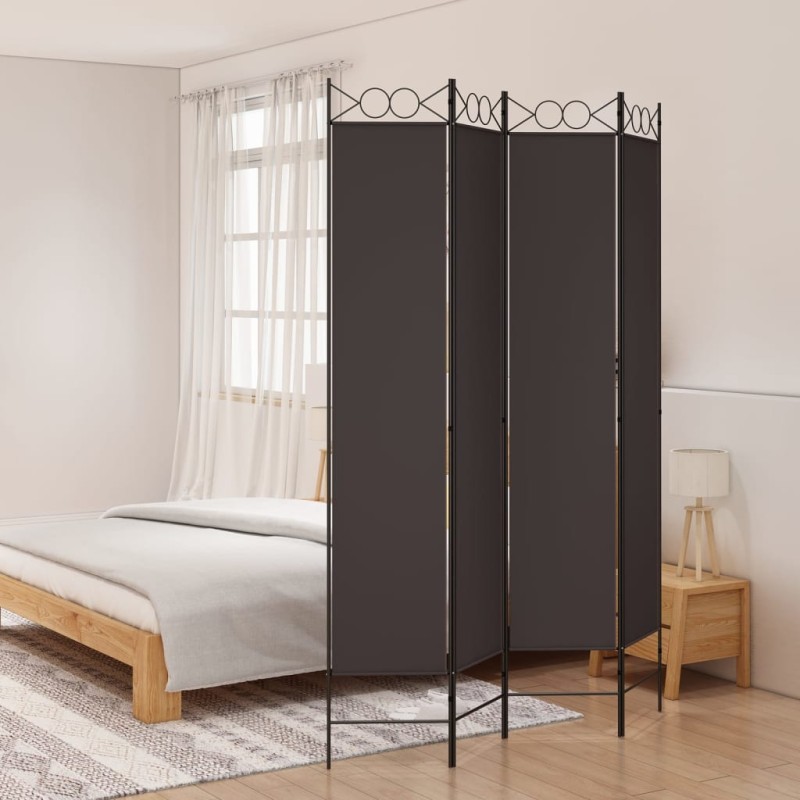 Biombo/divisória com 4 painéis 160x220 cm tecido castanho-Biombos-Home Retail