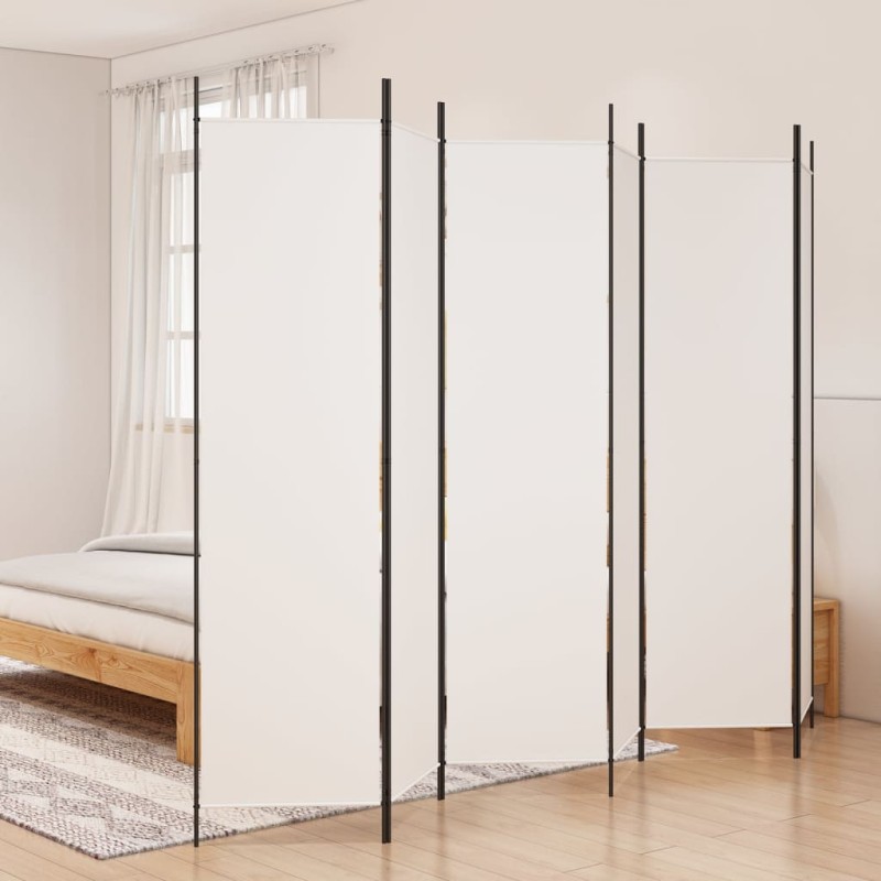 Biombo com 6 painéis 300x200 cm tecido branco-Biombos-Home Retail