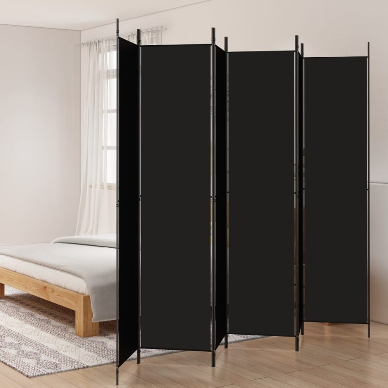 Divisória de quarto com 6 painéis 300x220 cm tecido preto-Biombos-Home Retail