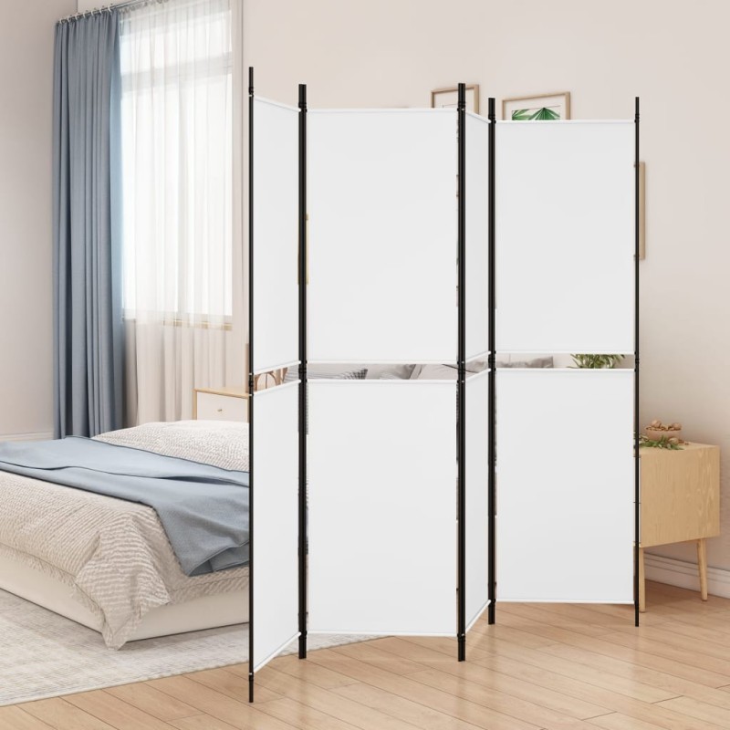 Biombo/divisória com 4 painéis 200x180 cm tecido branco-Biombos-Home Retail