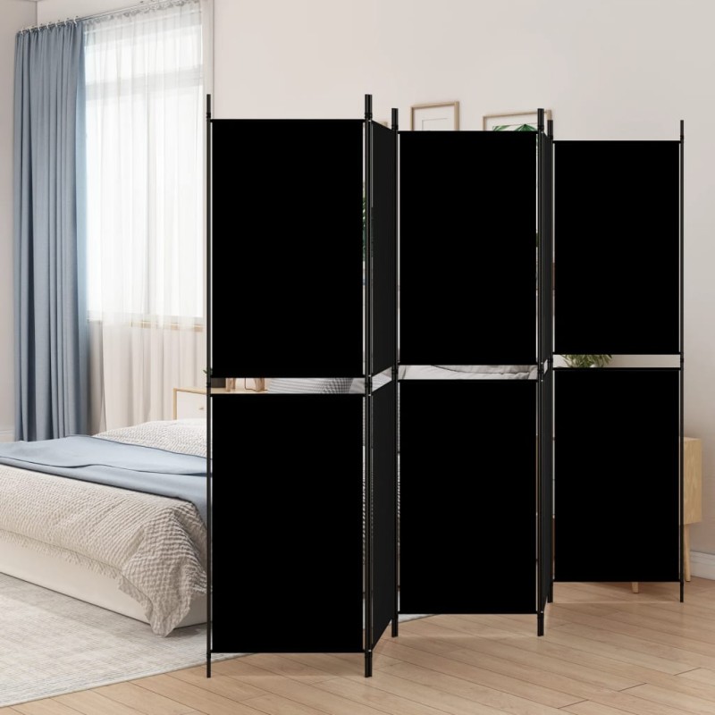 Biombo/divisória com 5 painéis 250x180 cm tecido preto-Biombos-Home Retail