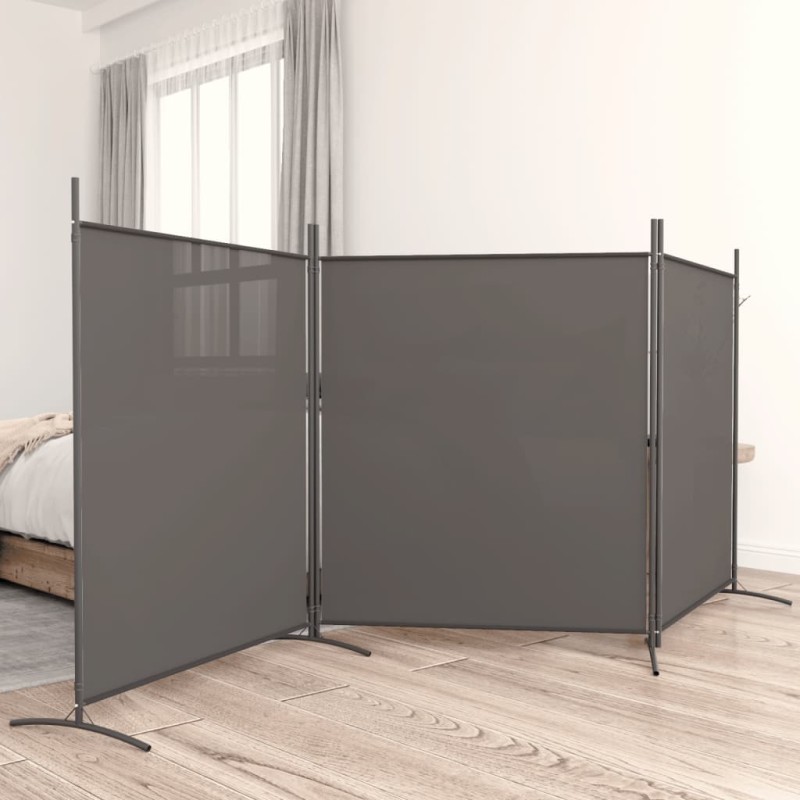 Divisória de quarto com 3 painéis 525x180 cm tecido antracite-Biombos-Home Retail