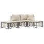 4 pcs conjunto lounge de jardim c/ almofadões vime PE antracite