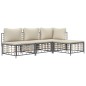 4 pcs conjunto lounge de jardim c/ almofadões vime PE antracite