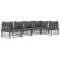 5 pcs conjunto lounge de jardim c/ almofadões vime PE antracite