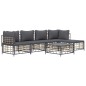 6 pcs conjunto lounge de jardim c/ almofadões vime PE antracite