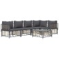 6 pcs conjunto lounge de jardim c/ almofadões vime PE antracite