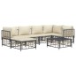 7 pcs conjunto lounge de jardim c/ almofadões vime PE antracite