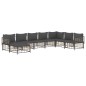 8 pcs conjunto lounge de jardim c/ almofadões vime PE antracite