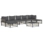 8 pcs conjunto lounge de jardim c/ almofadões vime PE antracite