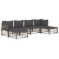 6 pcs conjunto lounge de jardim c/ almofadões vime PE antracite