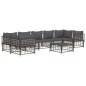 8 pcs conjunto lounge de jardim c/ almofadões vime PE antracite