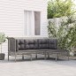 4 pcs conjunto lounge de jardim c/ almofadões vime PE cinzento