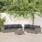 7 pcs conjunto lounge de jardim c/ almofadões vime PE cinzento