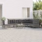 8 pcs conjunto lounge de jardim c/ almofadões vime PE cinzento