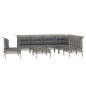 8 pcs conjunto lounge de jardim c/ almofadões vime PE cinzento