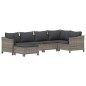 6 pcs conjunto lounge de jardim c/ almofadões vime PE cinzento