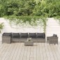 8 pcs conjunto lounge de jardim c/ almofadões vime PE cinzento