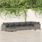 7 pcs conjunto lounge de jardim c/ almofadões vime PE cinzento