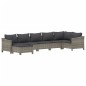 7 pcs conjunto lounge de jardim c/ almofadões vime PE cinzento