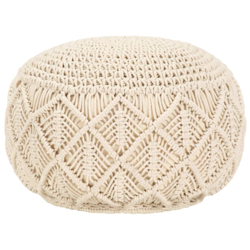 Pufe artesanal macramé 45x30 cm algodão-Pufes-Home Retail