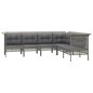 6 pcs conjunto lounge de jardim c/ almofadões vime PE cinzento