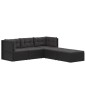 5 pcs conjunto lounge de jardim c/ almofadões vime PE preto