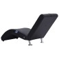 Chaise longue de massagem c/ almofada couro artificial preto