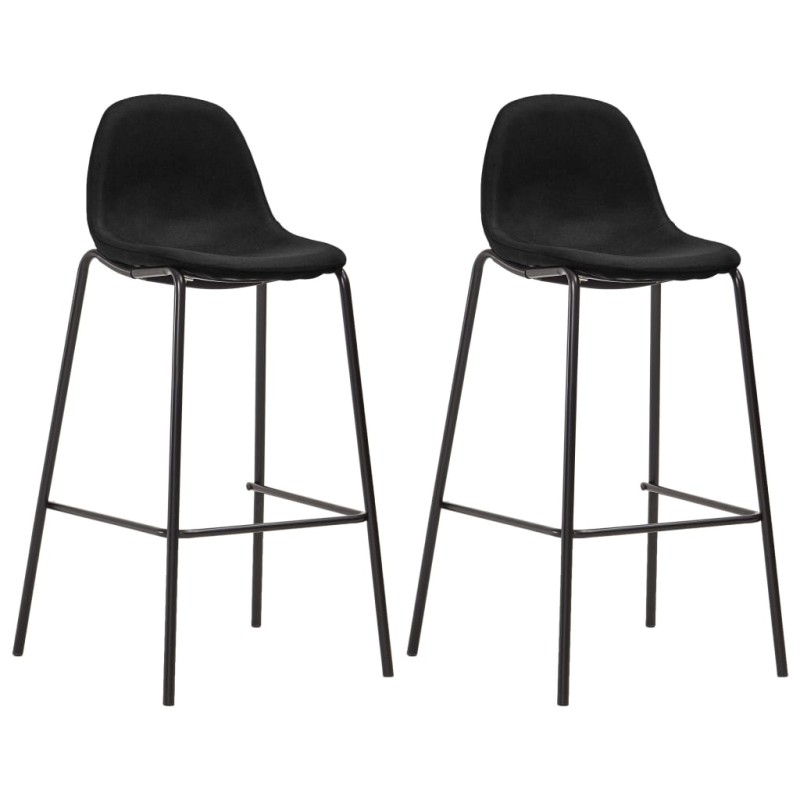 Cadeiras de bar 2 pcs tecido preto-Bancos de bar-Home Retail