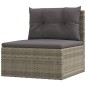 8 pcs conjunto lounge de jardim c/ almofadões vime PE cinzento