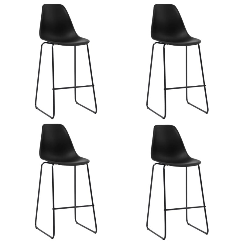 Cadeiras de bar 4 pcs plástico preto-Bancos de bar-Home Retail