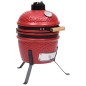 Churrasqueira/defumador Kamado 2-em-1 cerâmica 56 cm vermelho