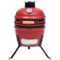 Churrasqueira/defumador Kamado 2-em-1 cerâmica 56 cm vermelho