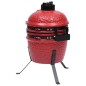 Churrasqueira/defumador Kamado 2-em-1 cerâmica 56 cm vermelho