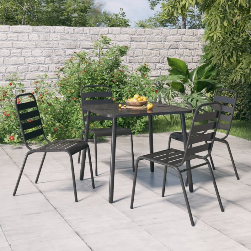 5 pcs conjunto de jantar para jardim aço antracite-Conjuntos de jardim-Home Retail